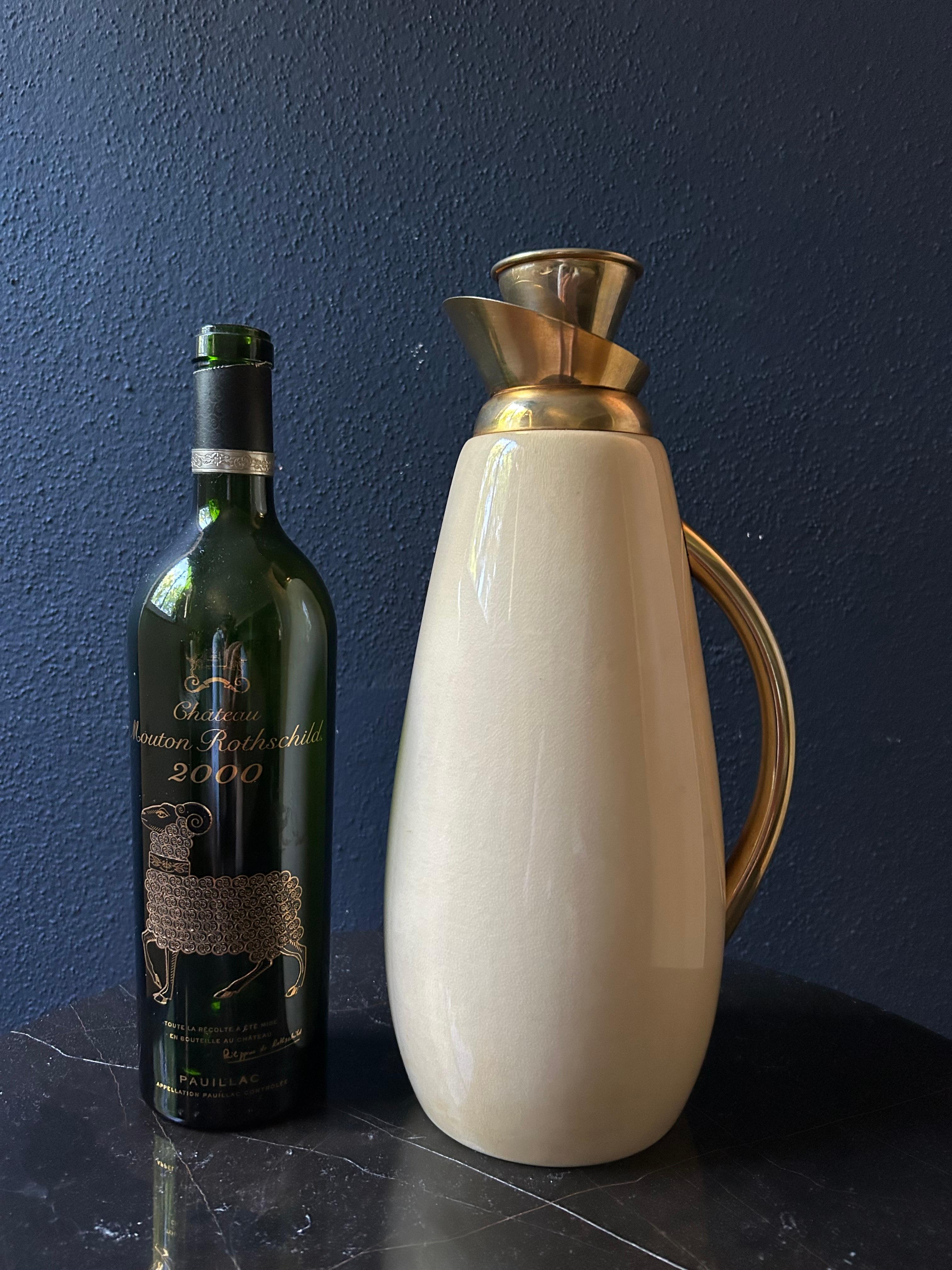 Mid-20th Century White Aldo Tura Thermos Carafe, Italy, 1960's, Hollywood Regency For Sale