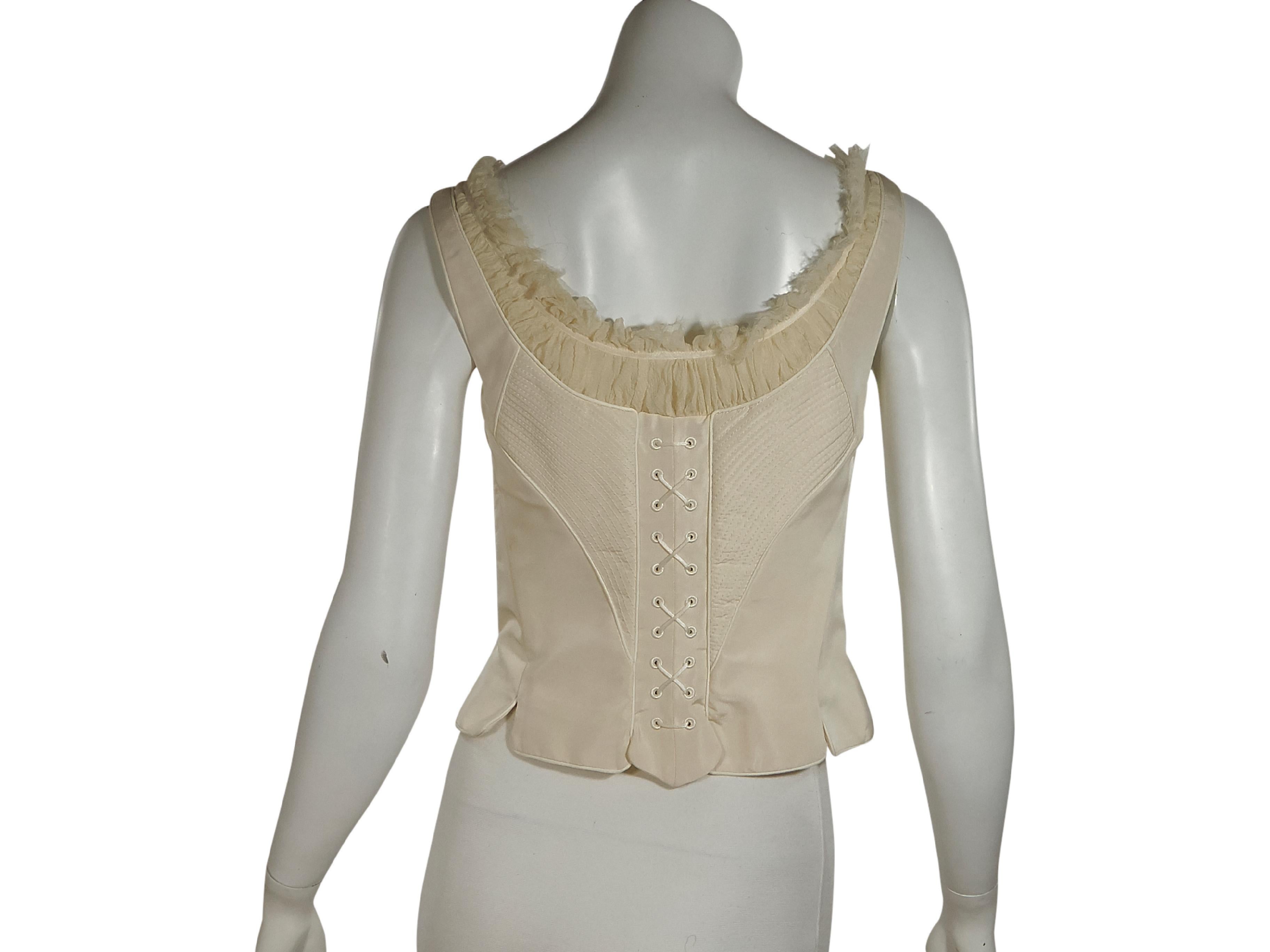 white silk corset top