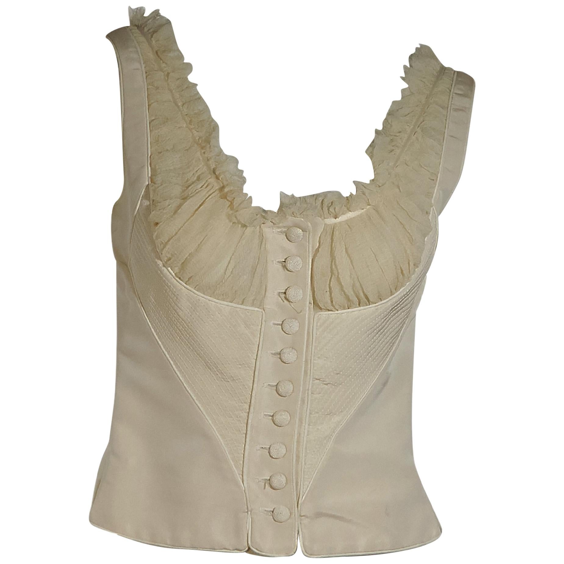 White Alexander McQueen Silk Corset Top