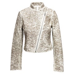 S.S. White Alice + Olivia - Giacca da moto in pelle con perline - taglia US S