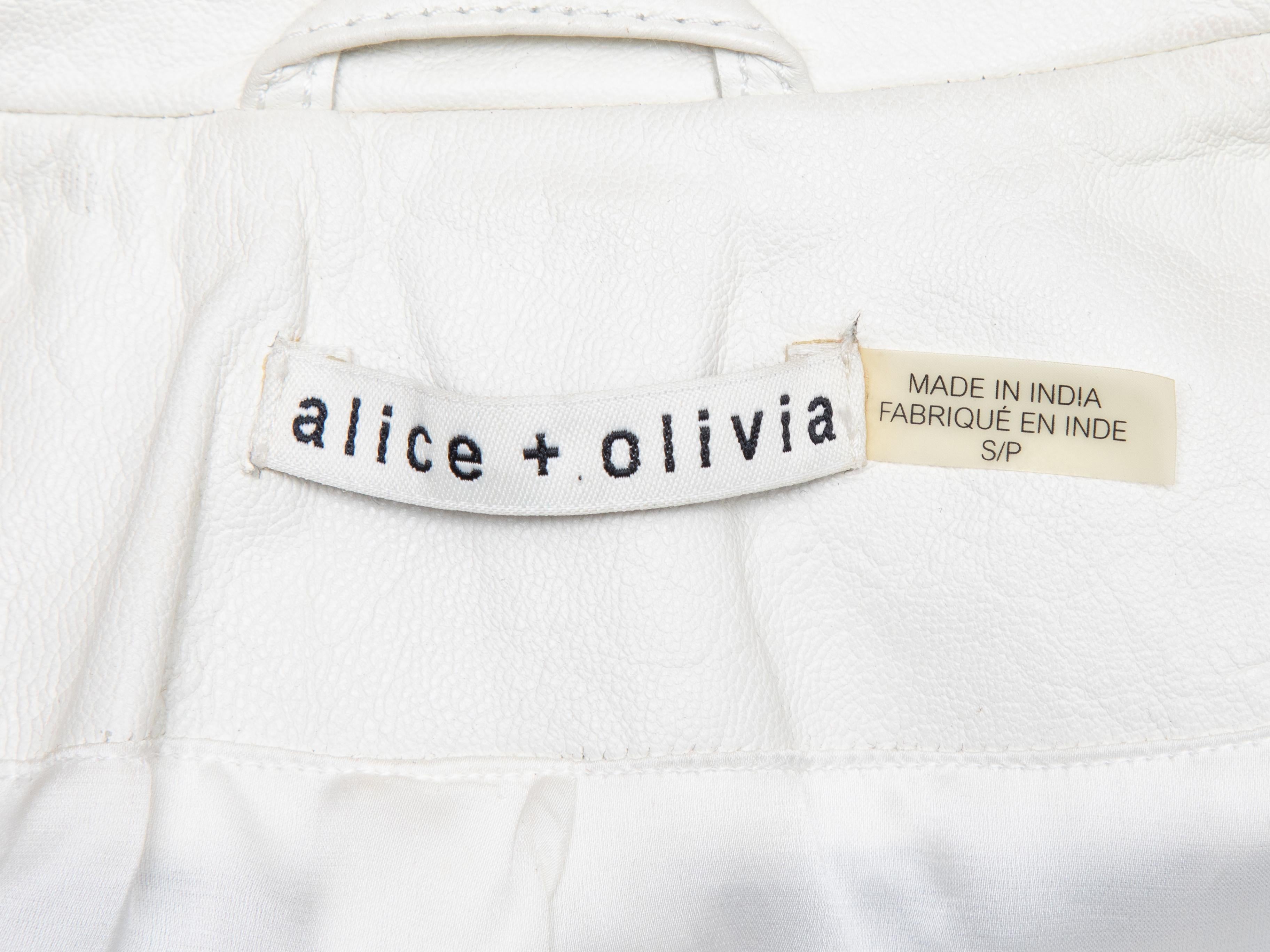 Women's White Alice + Olivia Studded Leather Moto Jacket
