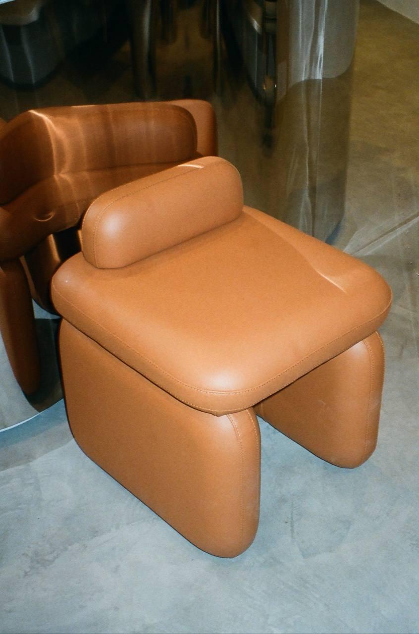 Modern White Alien Chair in Faux Leather, Customisable For Sale