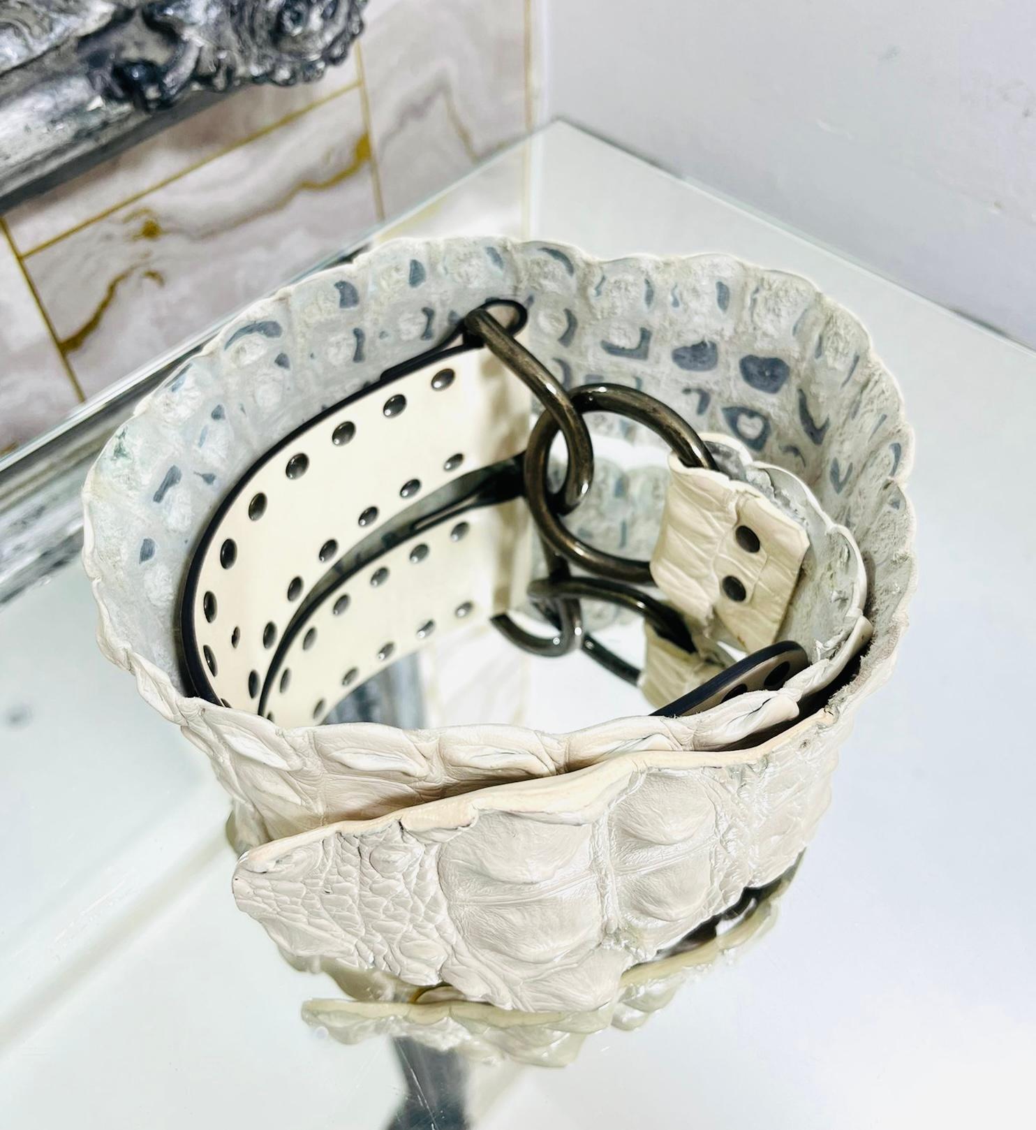 White Alligator Exotic Leather Buckle Belt For Sale 2