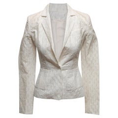 White Altuzarra Eyelet Cotton Blazer Size US 4