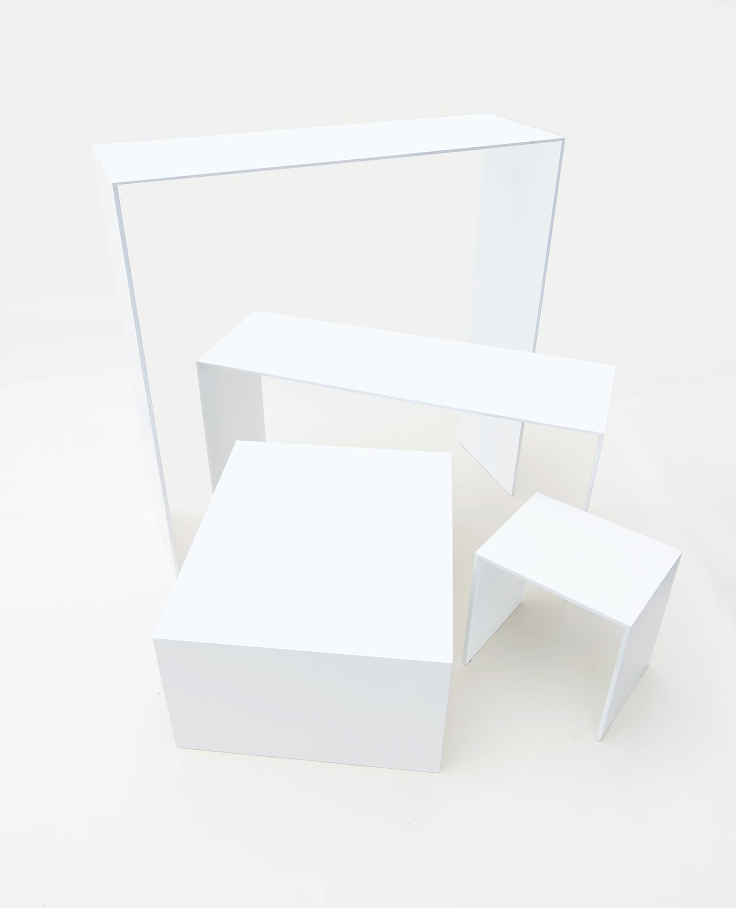 Minimalist White Aluminum High Console Table For Sale