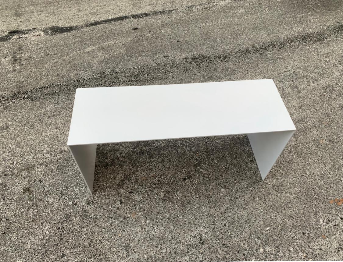 Minimalist White Aluminum Low Console Table For Sale