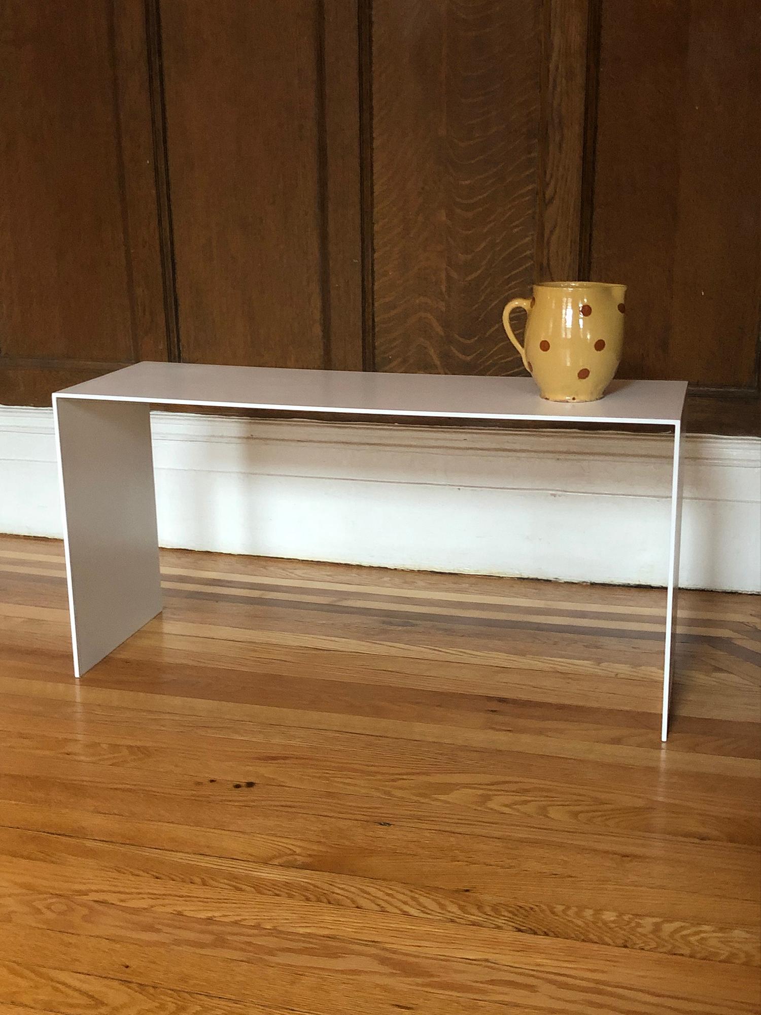 Powder-Coated White Aluminum Low Console Table For Sale