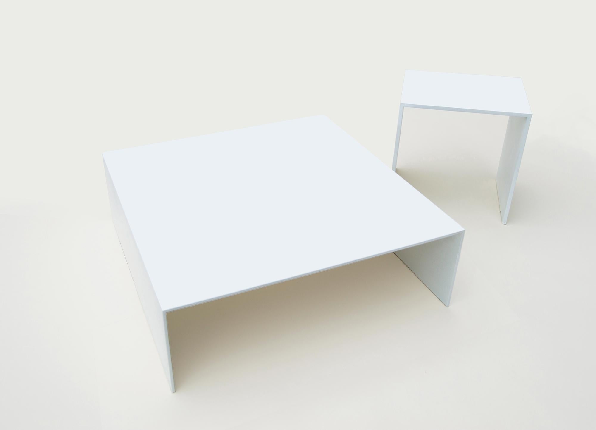 Minimalist White Aluminum Medium Side Table For Sale