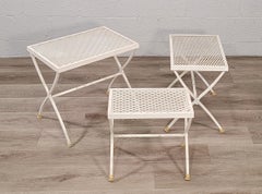 White Aluminum Outdoor Nesting Tables by Scroll - Set of 3