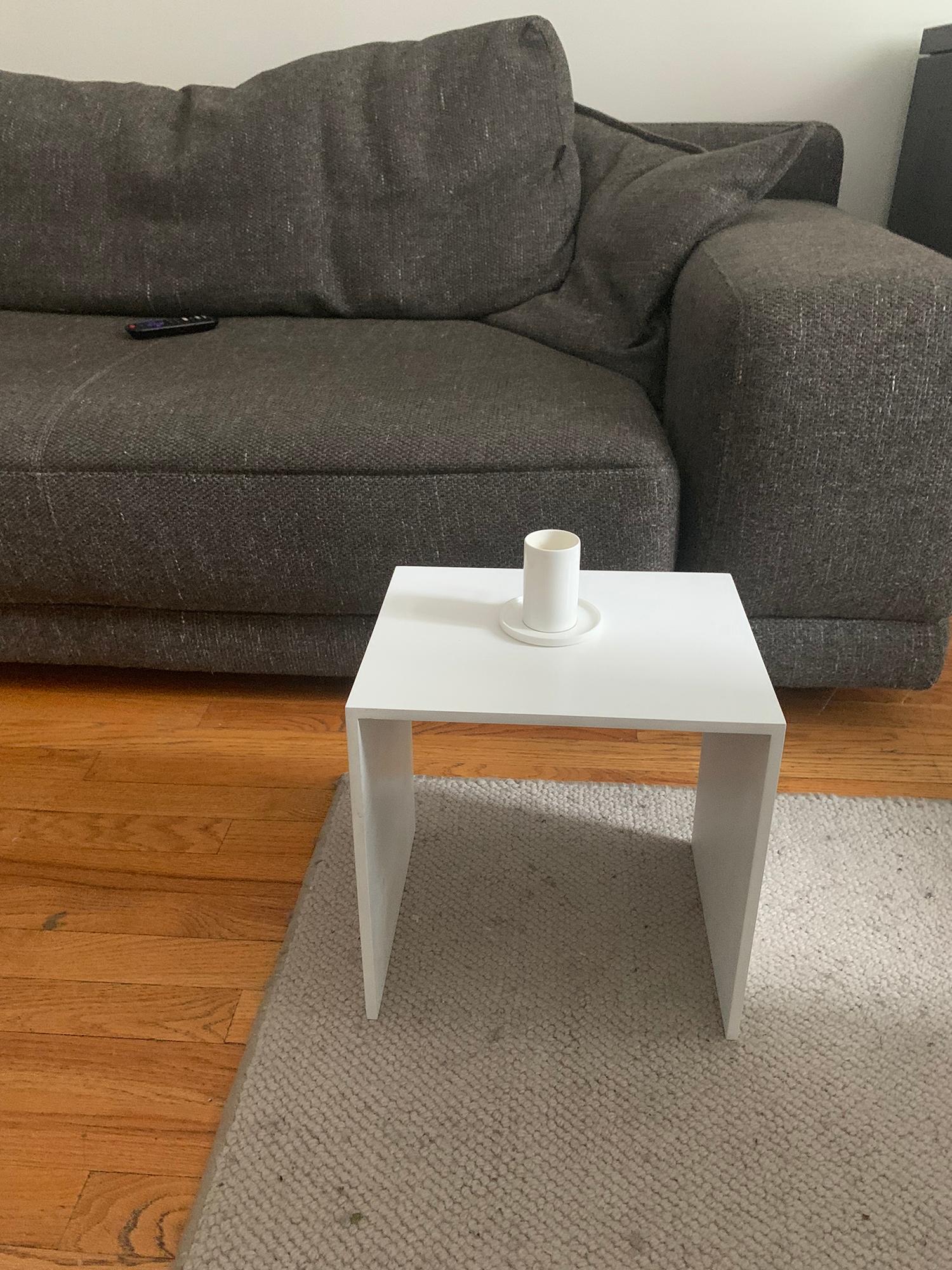 Minimalist White Aluminum Small Side Table For Sale
