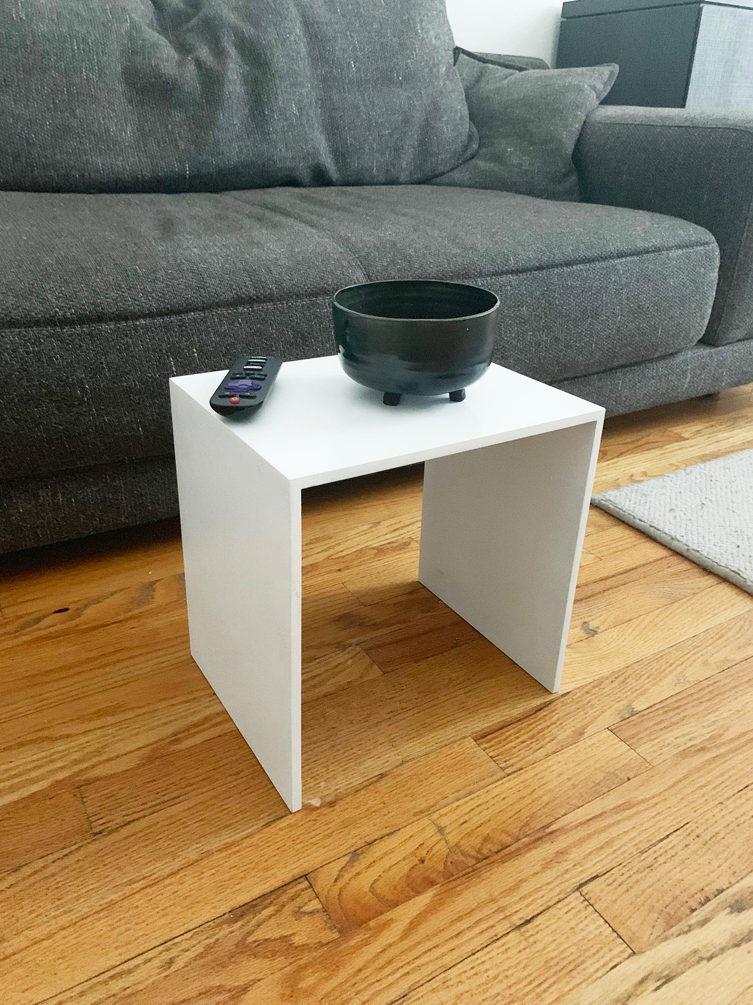 American White Aluminum Small Side Table For Sale