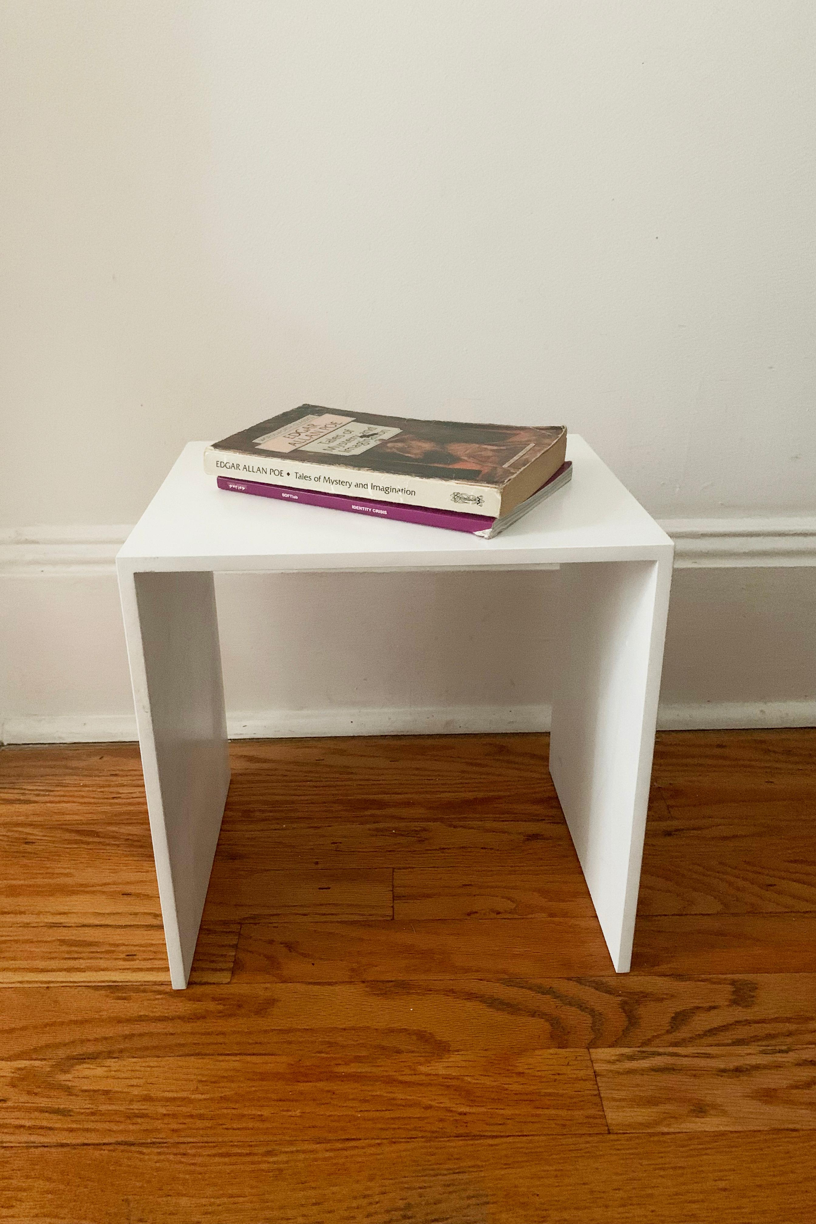 Powder-Coated White Aluminum Small Side Table For Sale