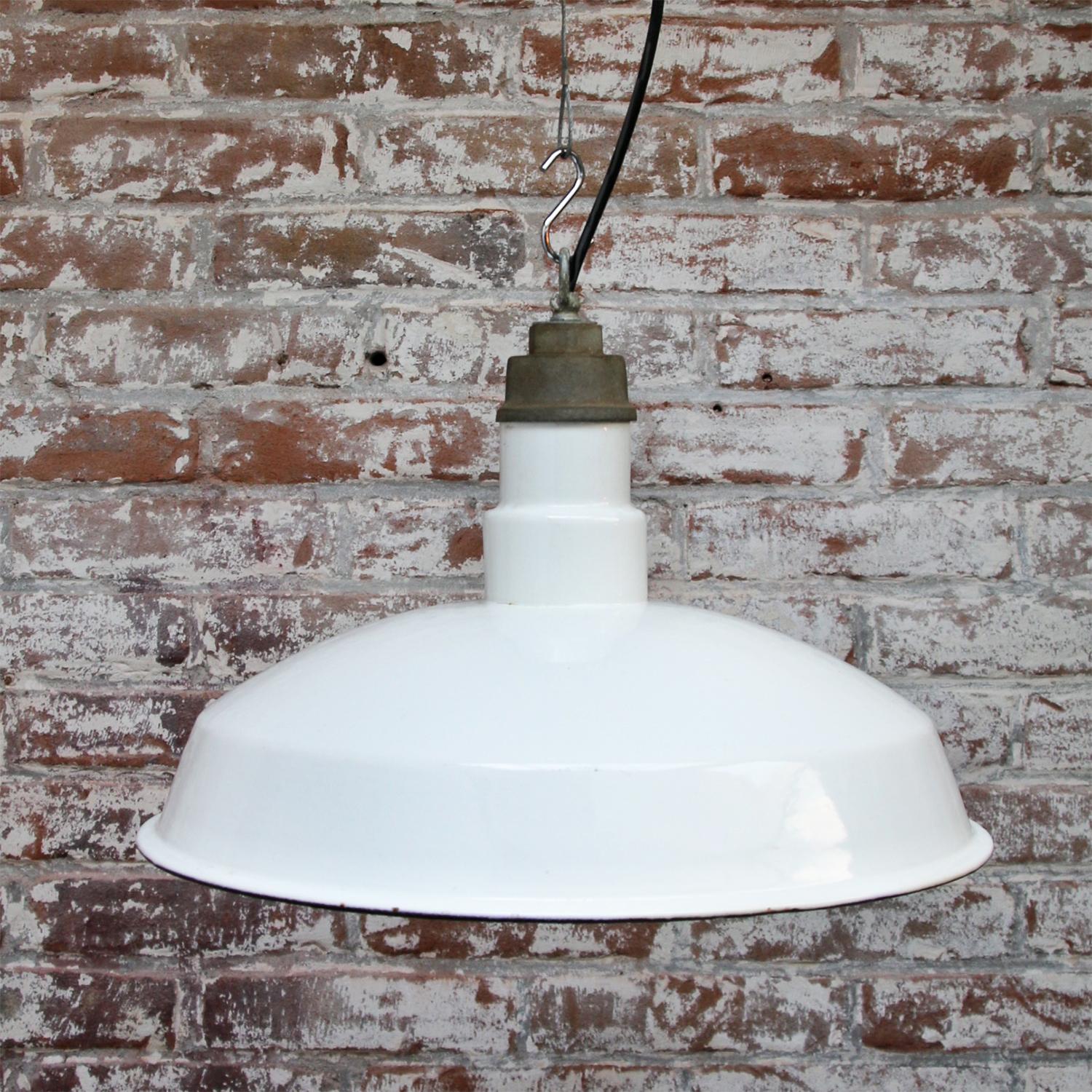 White American Enamel Vintage Industrial Factory Pendant Hanging Light 2