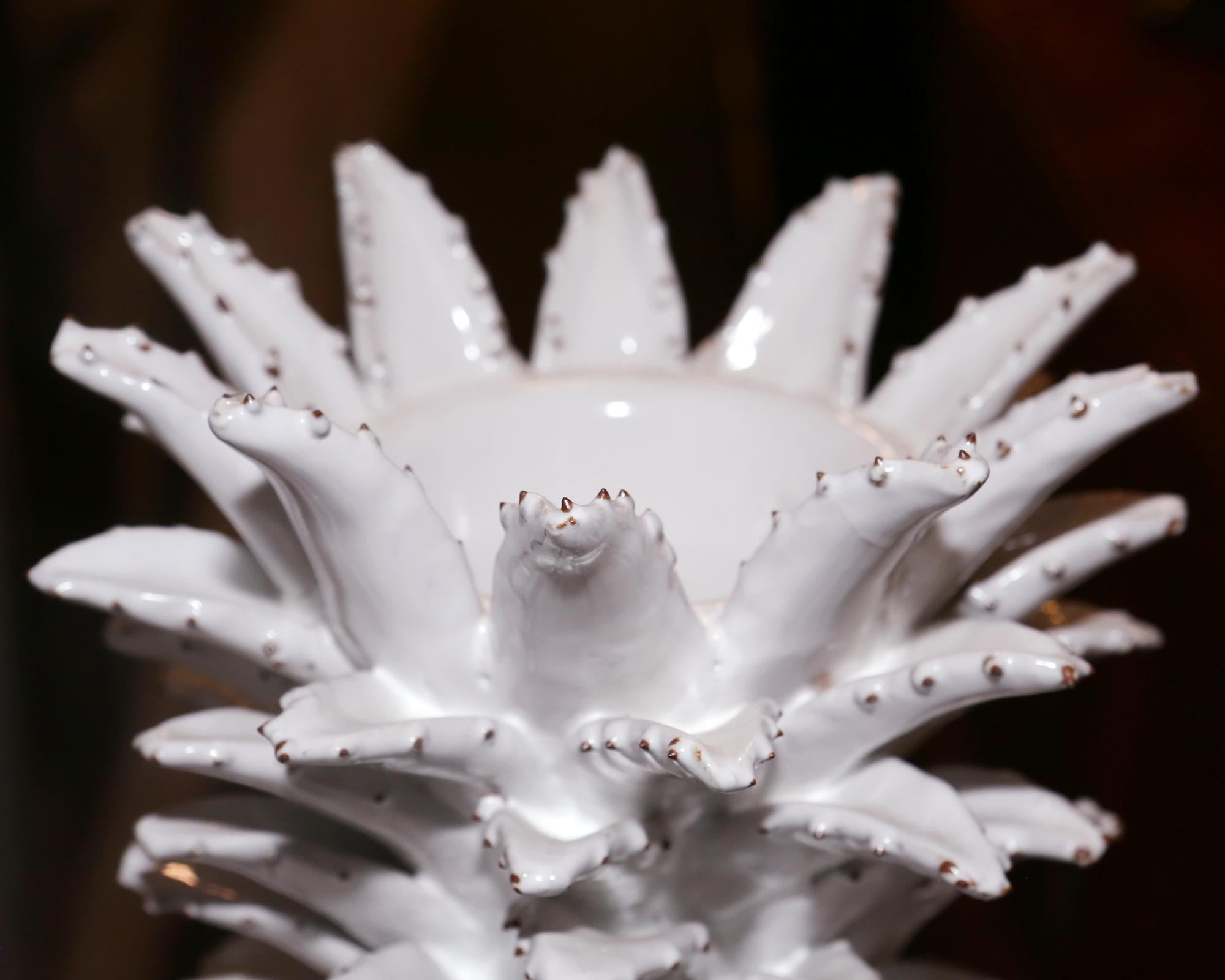 Contemporary White Ananas Porcelain Sculpture For Sale