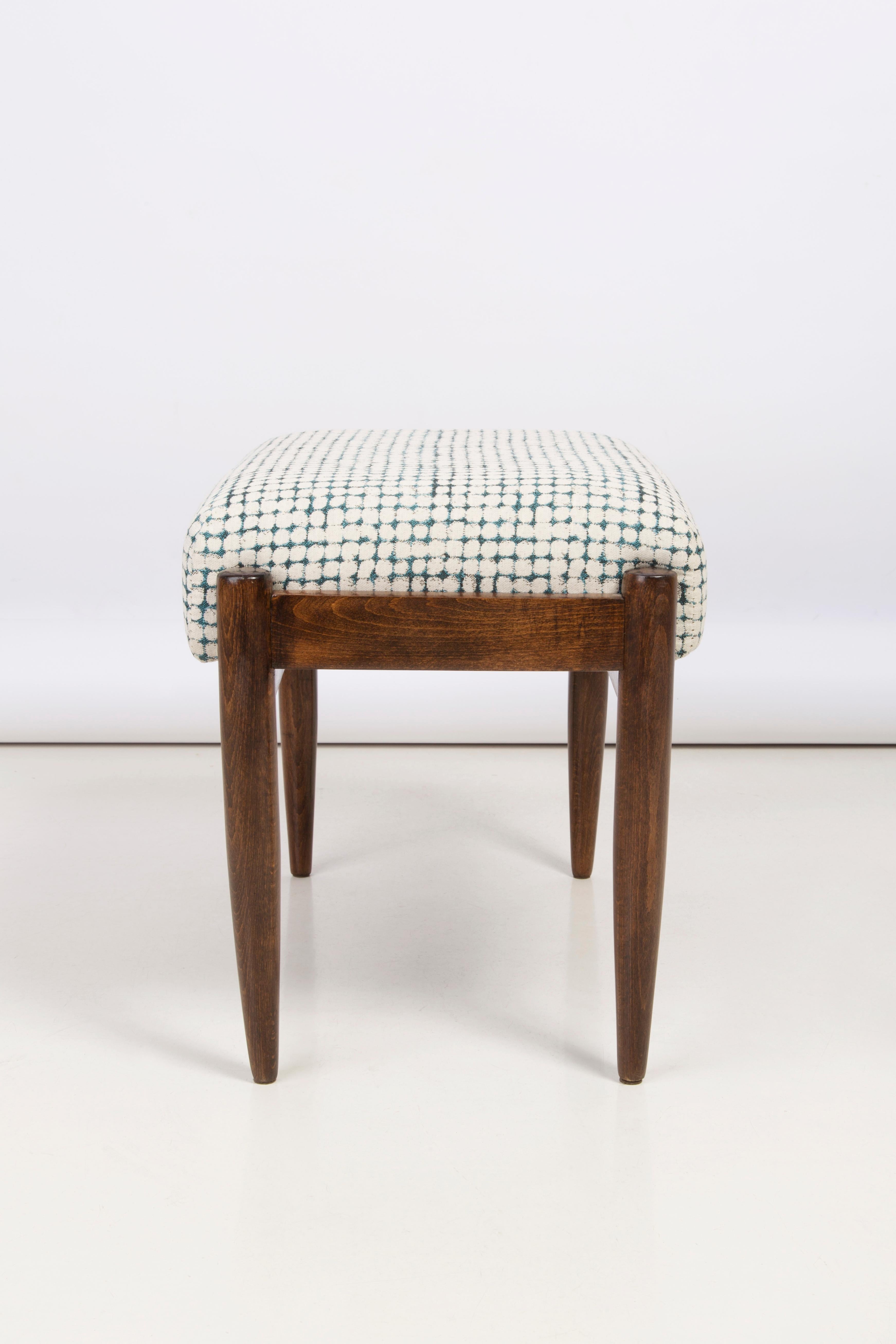 White and Aqua Vintage Armchair and Stool, Edmund Homa, 1960s For Sale 8