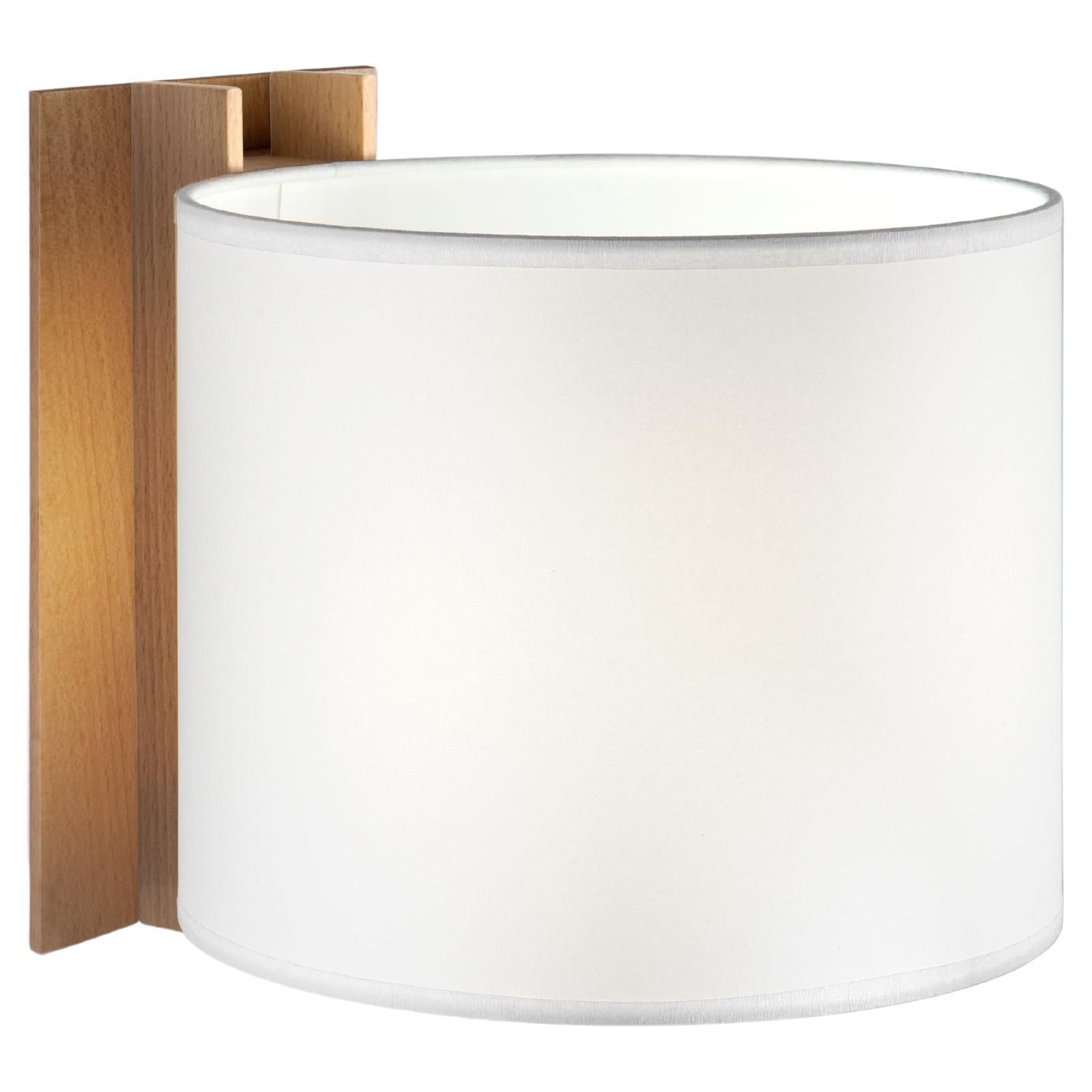 White and Beech TMM Corto Wall Lamp by Miguel Milá