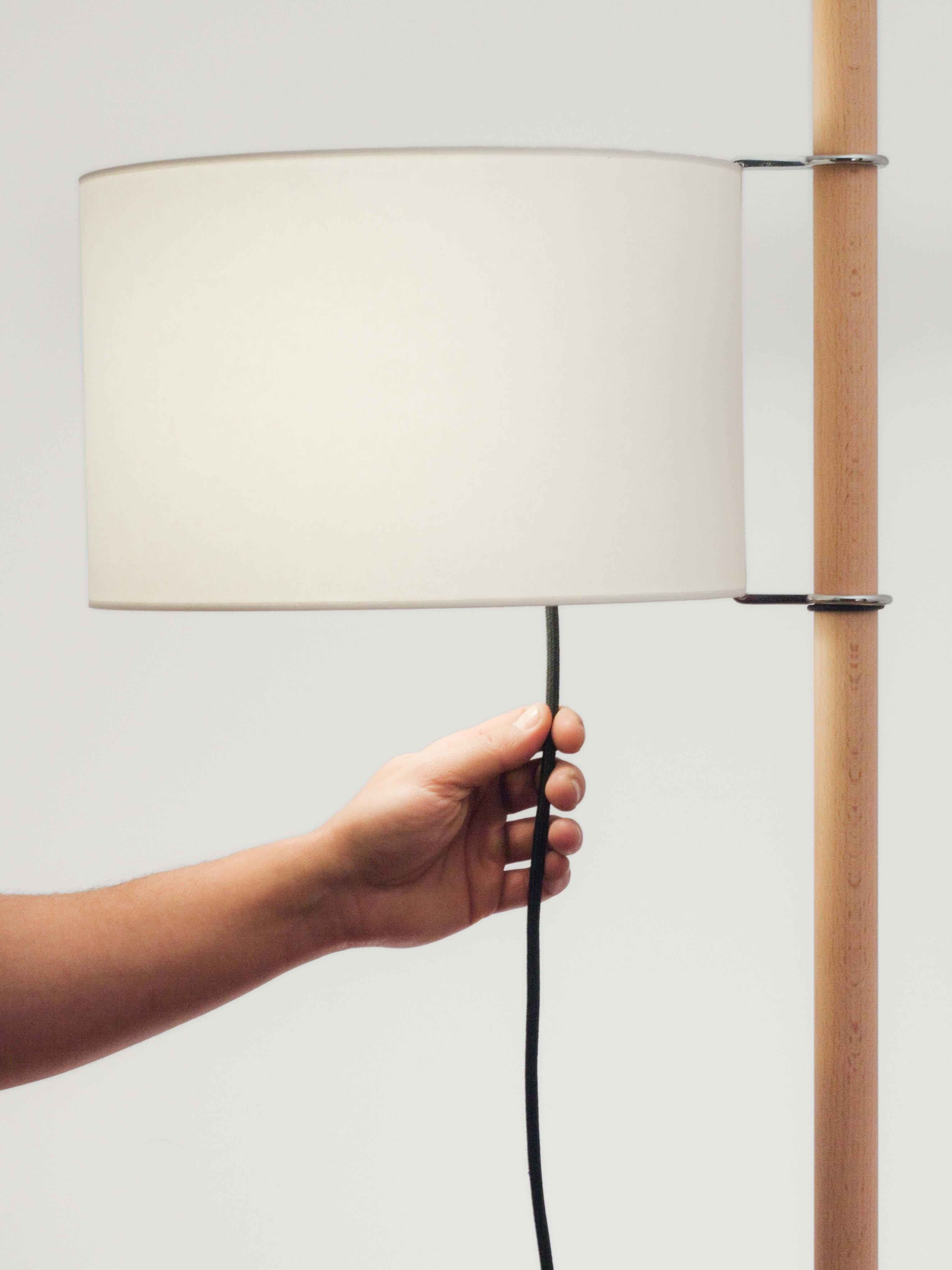 Modern White and Beech Wood TMM Floor Lamp by Miguel Milá For Sale