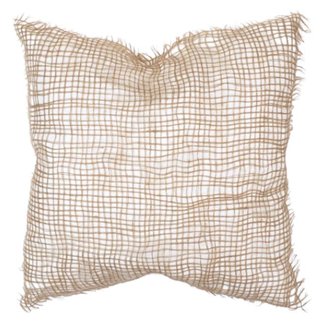 White and Beige Cotton and Jute Handmade Throw Pillow For Sale