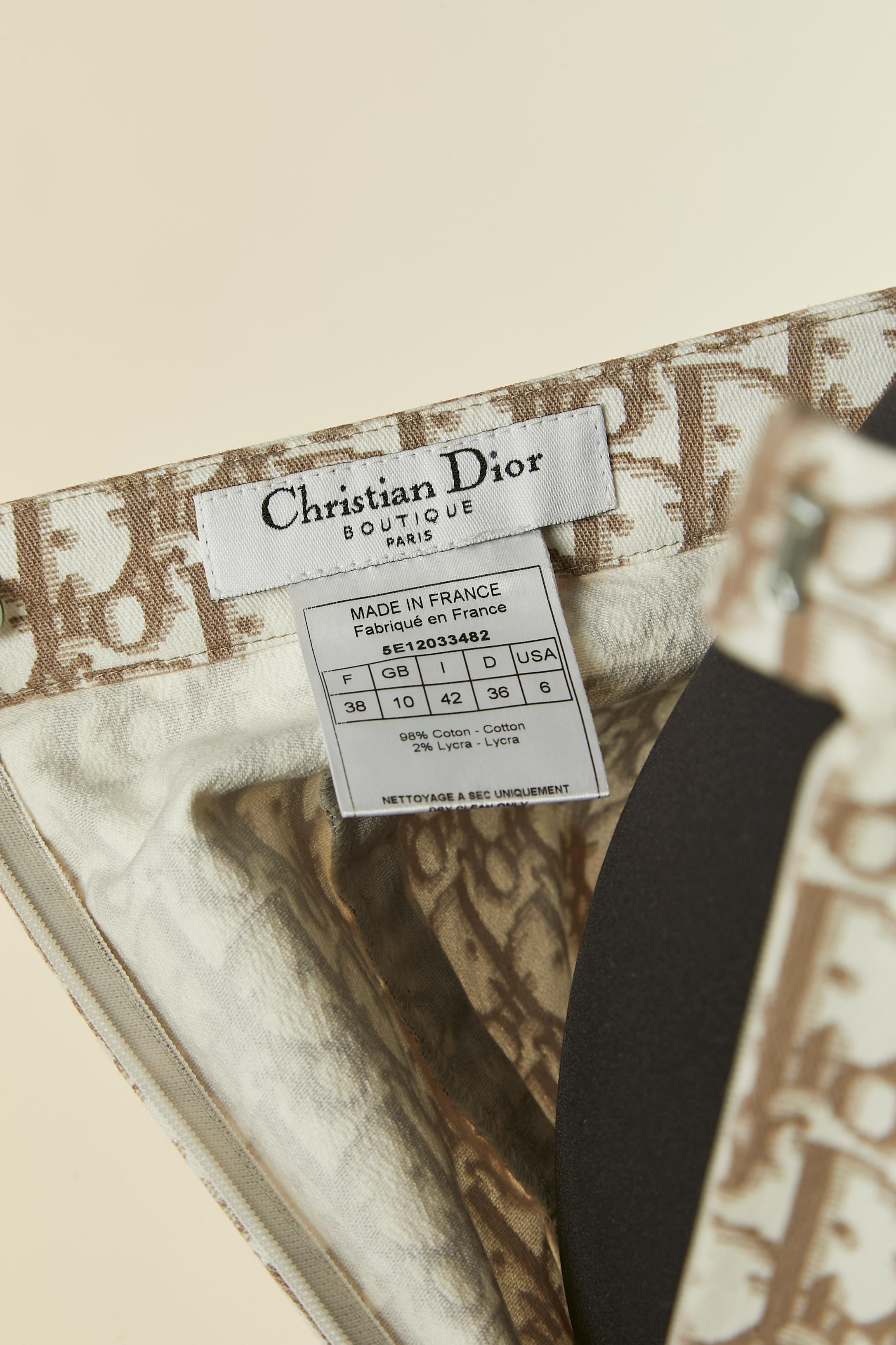 De las mujeres Blanco y beige jacquard Monograma falda lápiz CHRISTIAN DIOR en venta