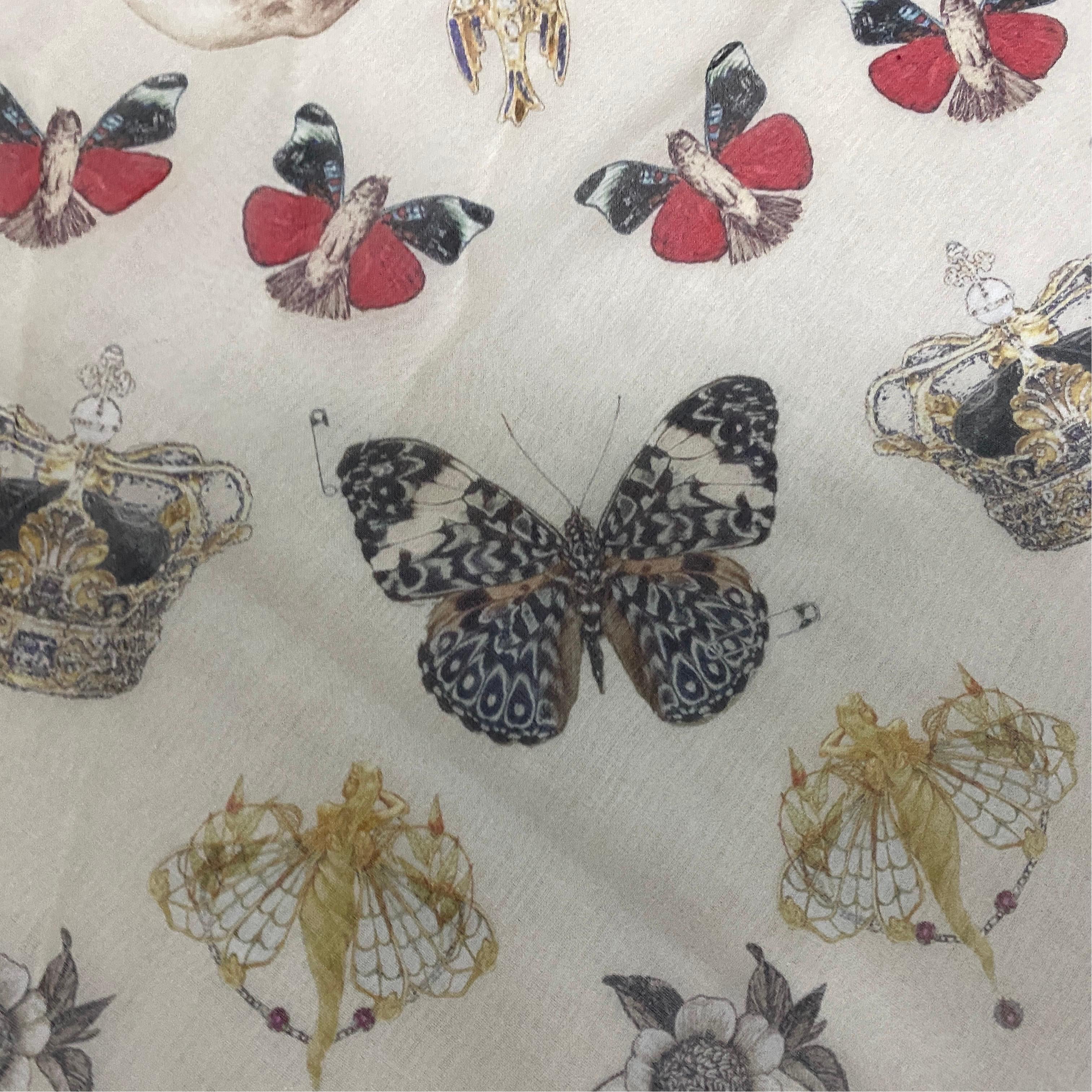 An Iconic Policrome Silk Scarf by Alexander McQueen Manufactured in Italy For Sale 3