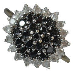 White and Black 0.50 Carat Diamond 9 Carat Gold Bling Cluster Ring