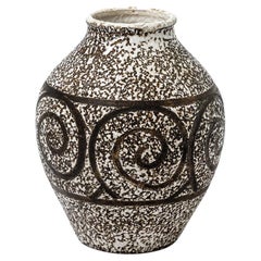 White and Black 20th Century Art Deco Ceramic Vase Style of Jean Besnard 1930
