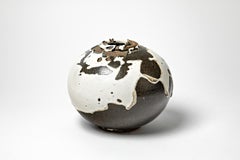 white and black 20th century ceramic vase abstract decoration signed