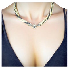 White and Black Akoya Pearls w/ a fancy white gold clasp/pendant, Contemporary