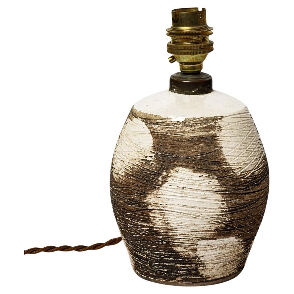 lampada da tavolo in ceramica art deco bianca e nera att. a Primavera 1930 XX secolo