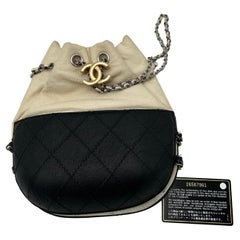 White and Black Chanel Gabrielle Bucket Bag
