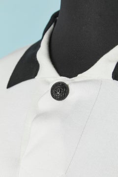White and black cotton jersey Polo shirt CHANEL