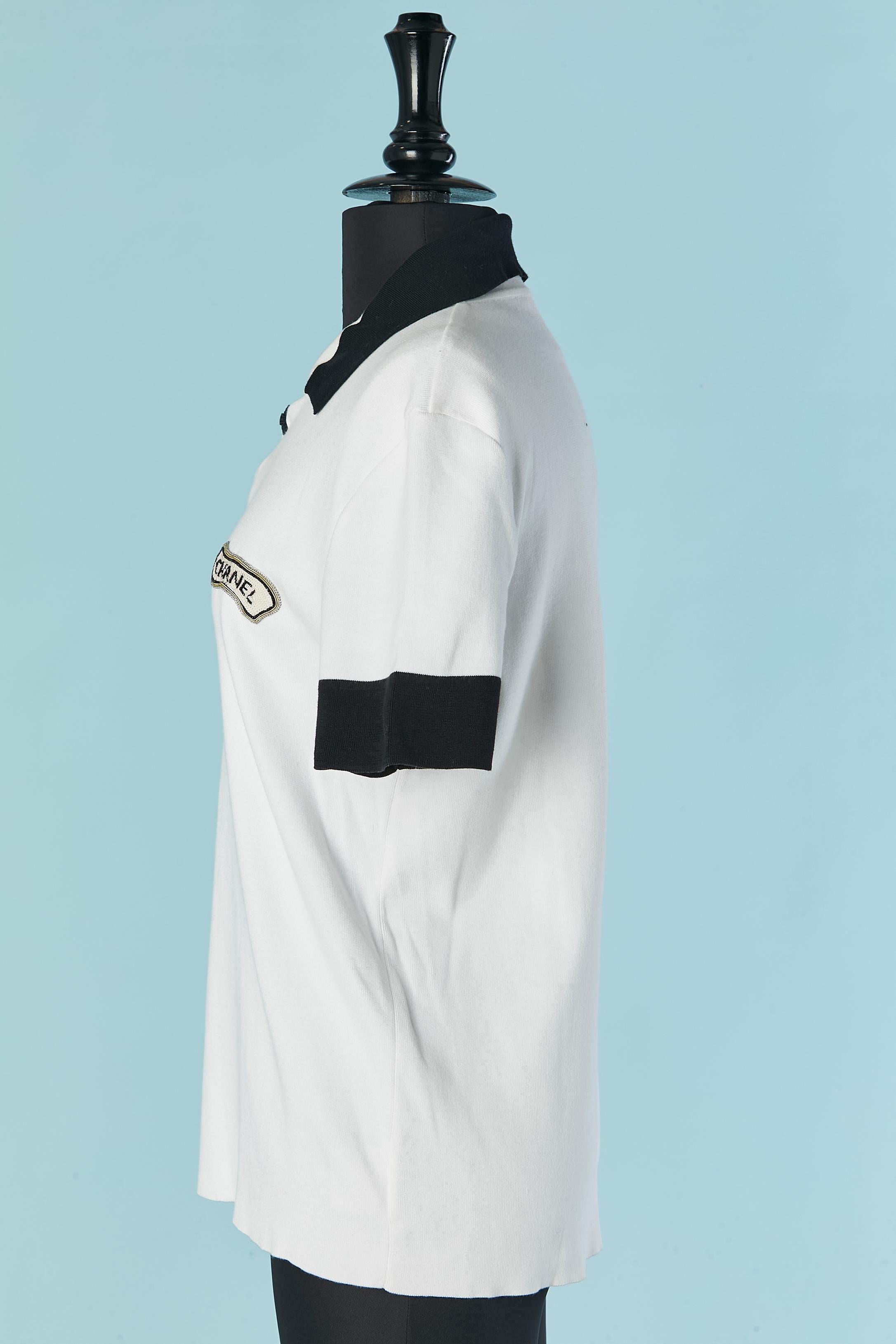 White and black cotton jersey Polo shirt CHANEL In Excellent Condition In Saint-Ouen-Sur-Seine, FR