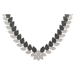 White and Black Diamond Necklace in 18K White Gold