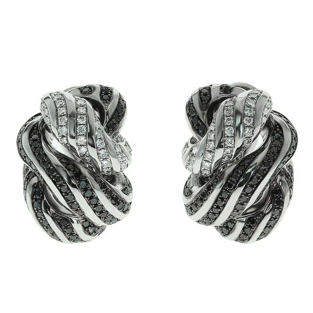 Black and white diamond earrings Clearance