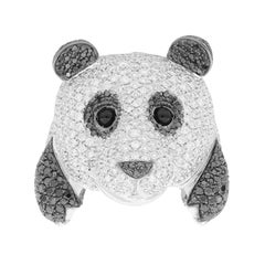 White and Black Diamonds Pavè Cocktail and Fashion Gala night Panda Bear Ring