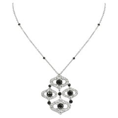 White and Black Diamonds Pavè Cut Out Necklace in 18kt White Gold