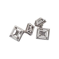 Boutons de manchette en or blanc avec diamants blancs et noirs