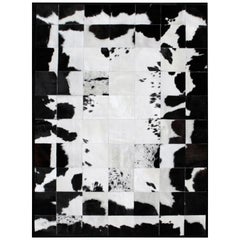 White and Black High End customizable Rompecabeza Cowhide Area Floor Rug X-Large