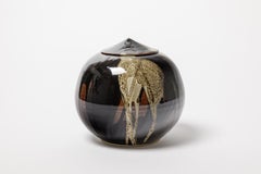 white and black japanese form stoneware ceramic box by ATOI circa 2010