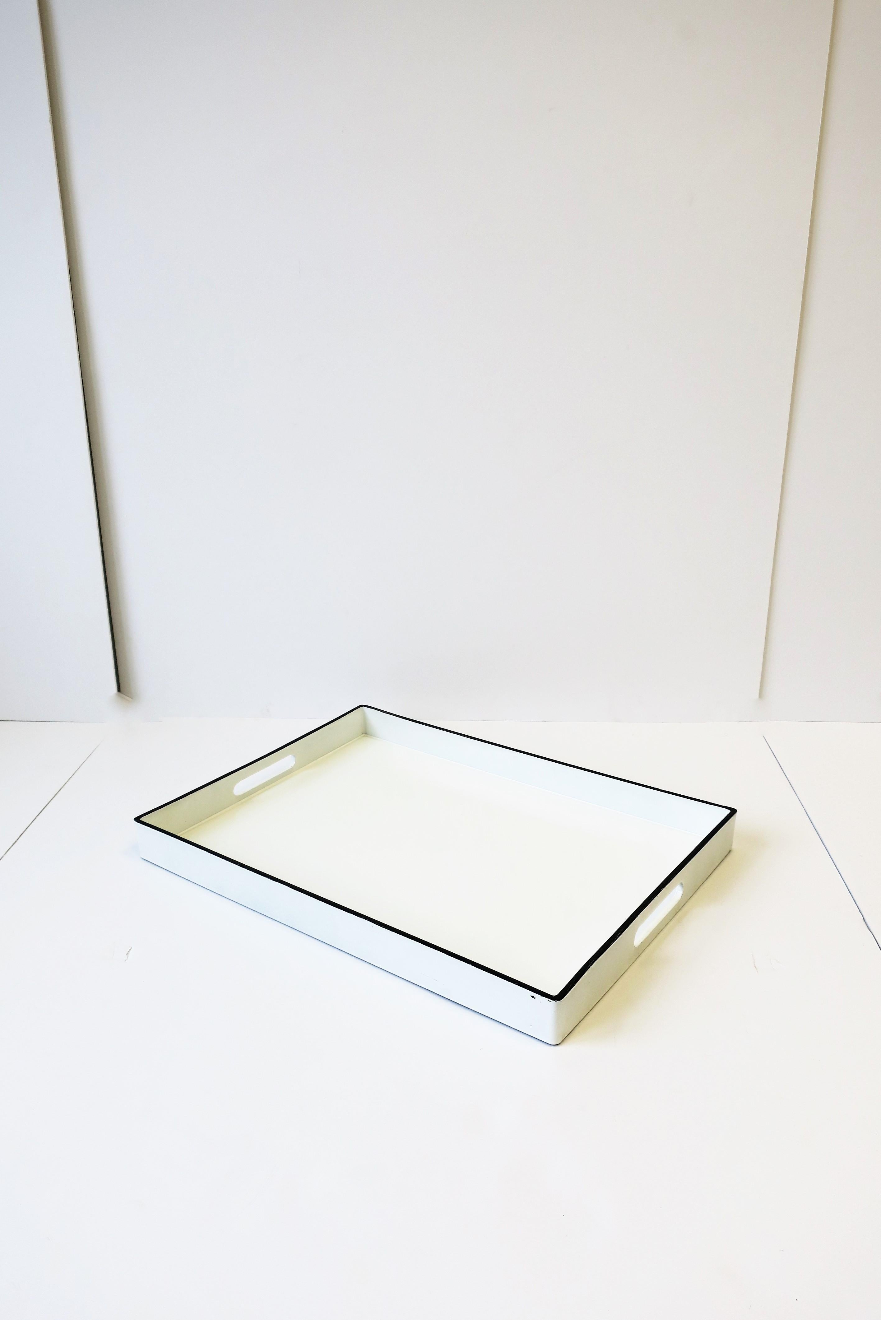 Lacquered Black and White Lacquer Serving Tray