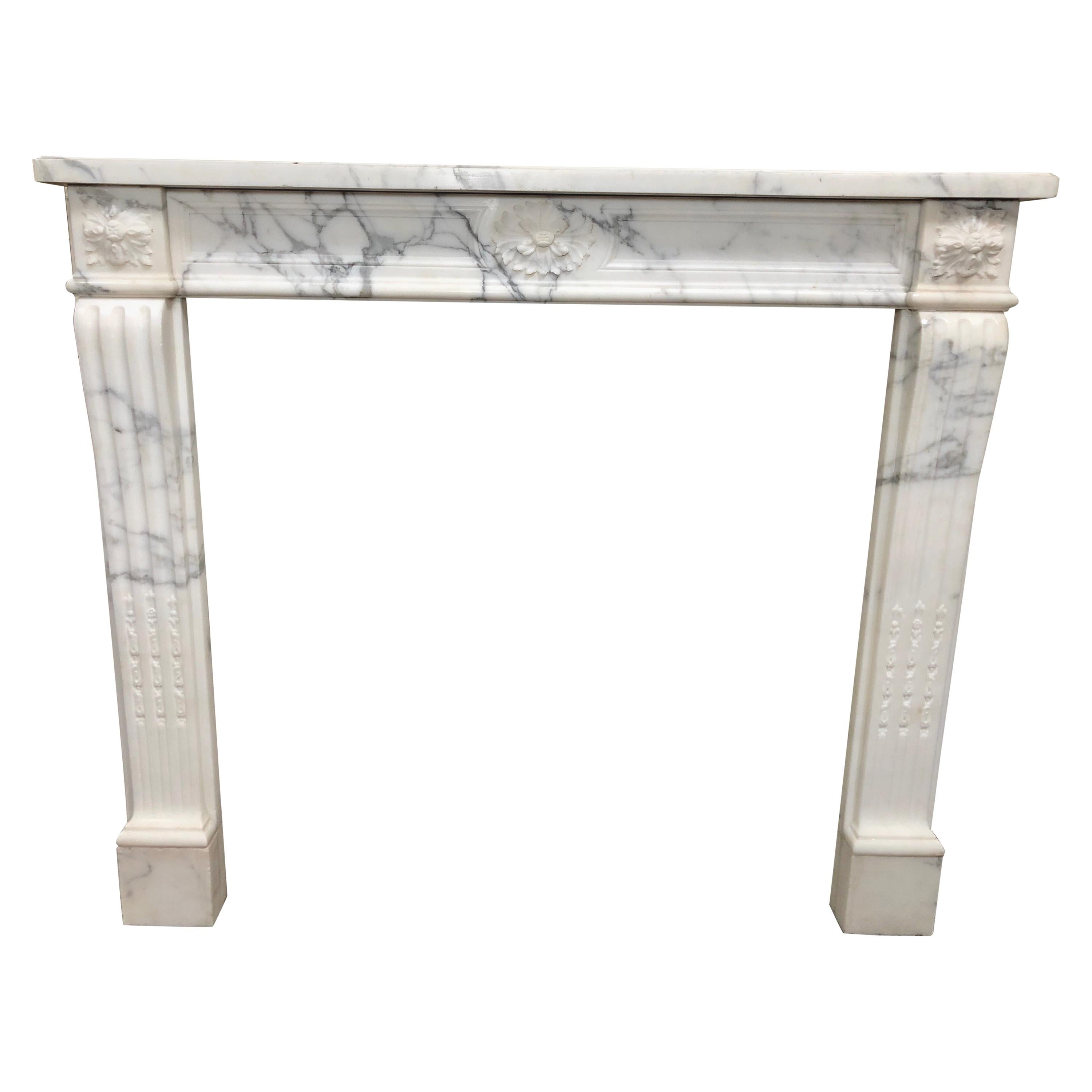 White and Black Marble Fireplace