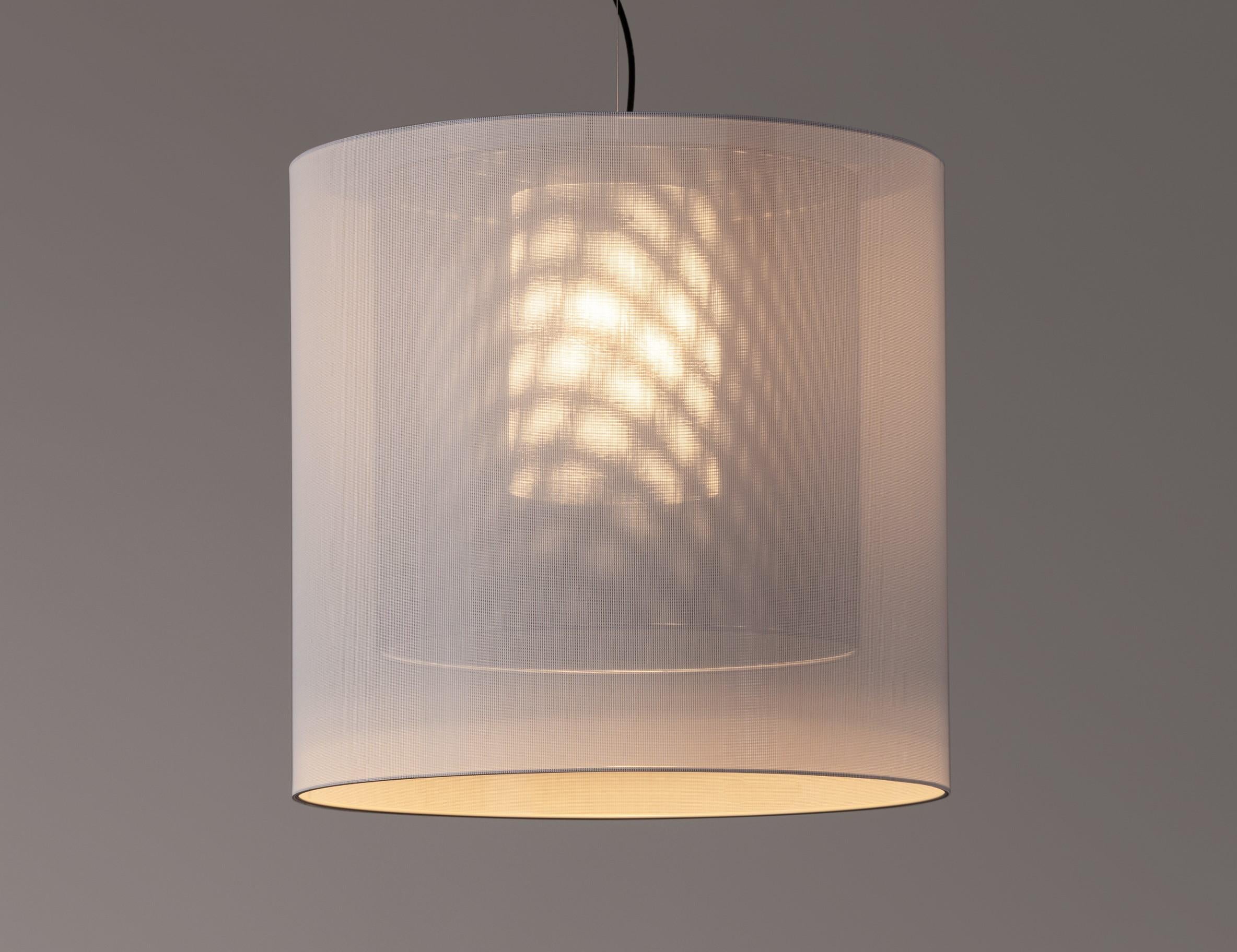 Modern White and Black Moaré LM Pendant Lamp by Antoni Arola For Sale