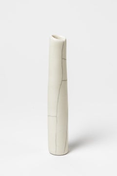 White and Black Porcelain Freeform Sculpture Vase by Marc Uzan Midcentury