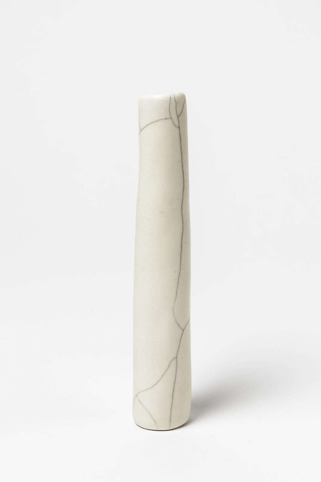 Modern White and Black Porcelain Freeform Sculpture Vase by Marc Uzan Midcentury For Sale