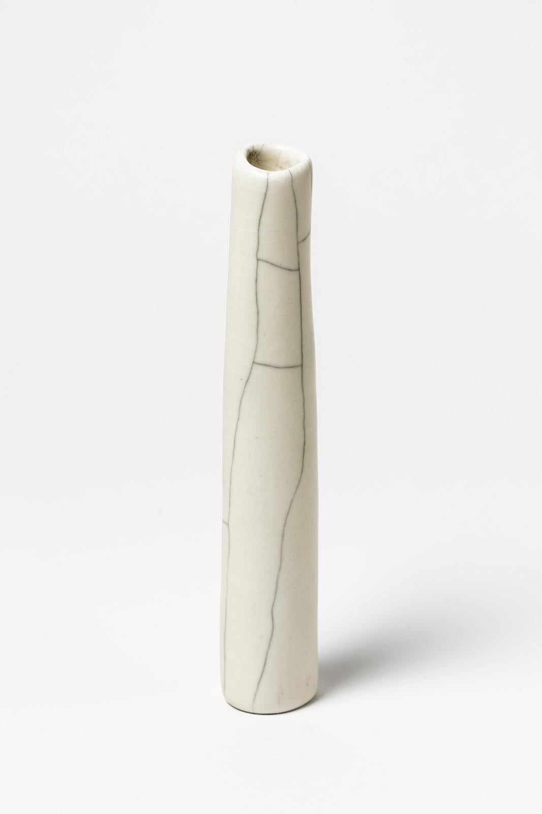 Contemporary White and Black Porcelain Freeform Sculpture Vase by Marc Uzan Midcentury For Sale