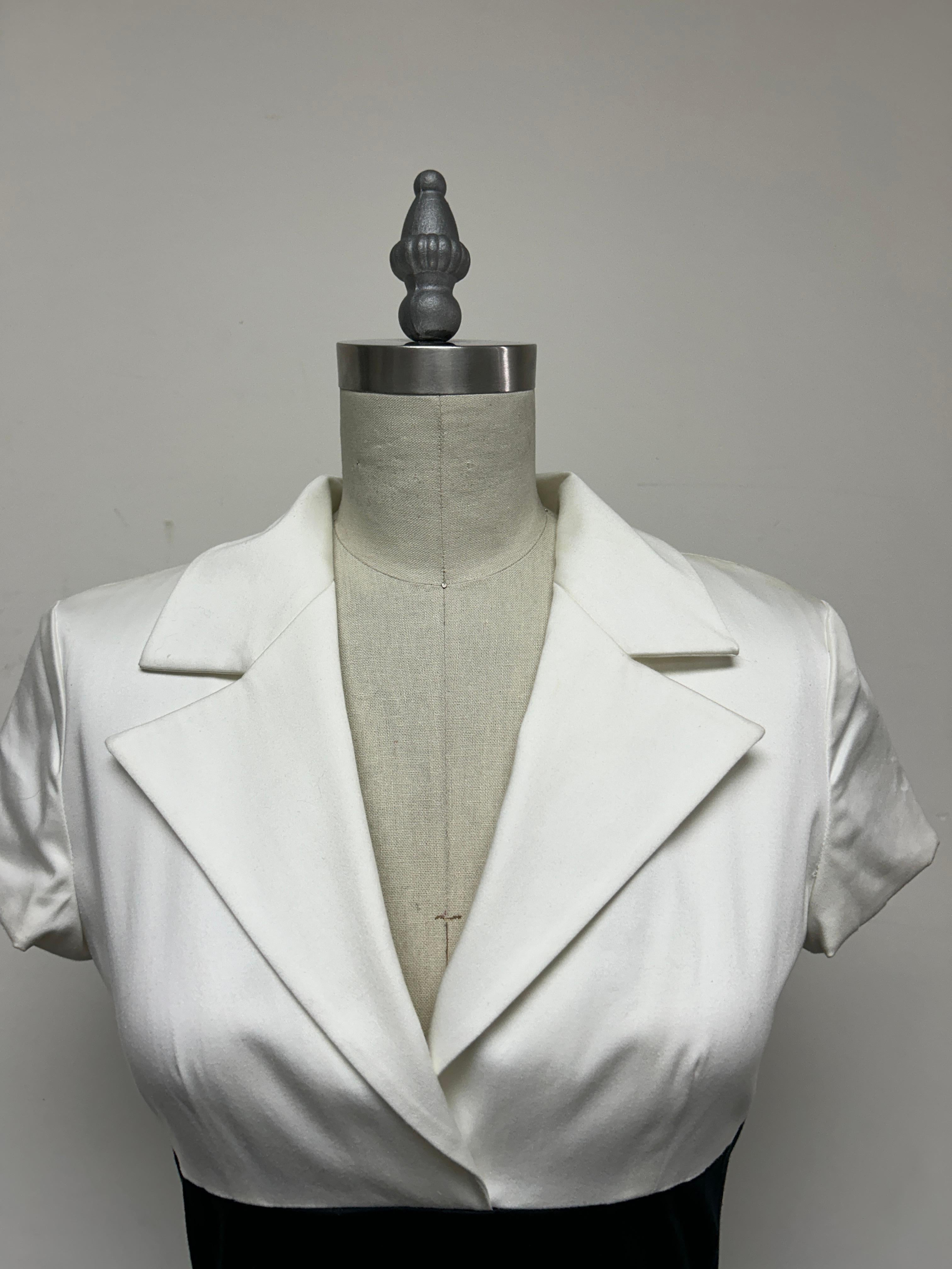 Color Blocked Shirt-dress in Black and White Swiss Cotton In Excellent Condition For Sale In Los Angeles, CA