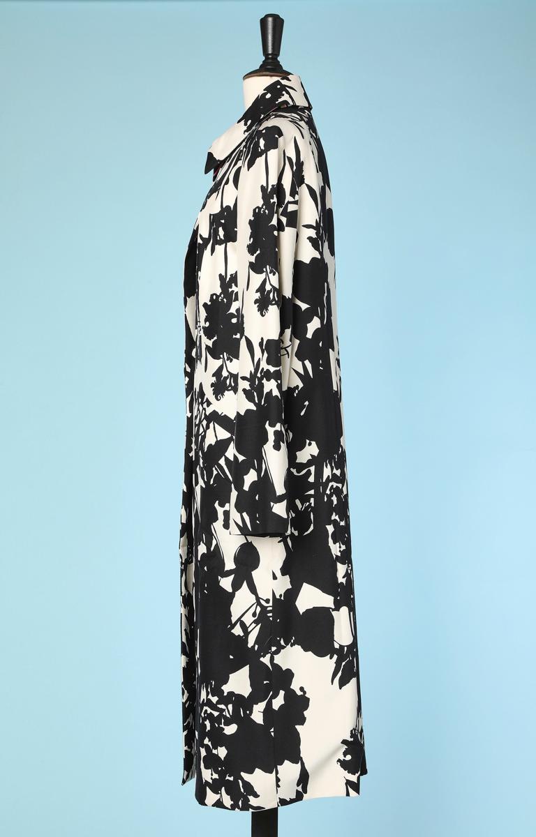 Women's White and black silk vintage coat with Christian Lacroix print