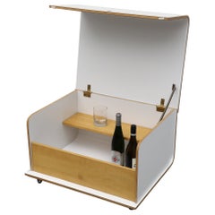 Carrito de bar rodante blanco y rubio de Pamio, Toso & Massari para Stilwood, años 60