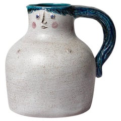 brocca o vaso in ceramica bianca e blu del XX secolo di Robert and Jean Cloutier