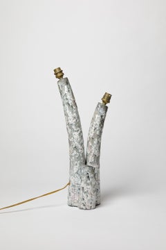 Lampe de table en céramique blanche et bleue du 20e siècle par Marcel Giraud Vallauris